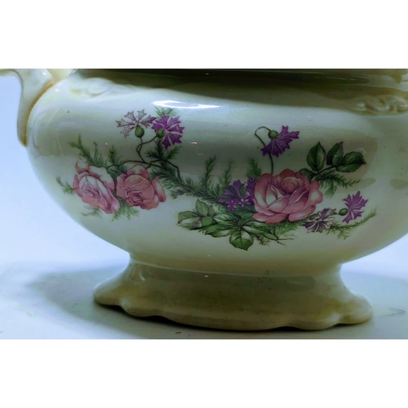 Vintage Homer Laughlin Virginia Rose Sugar Bowl Floral Tureen Rare Design - Picture 3 of 6
